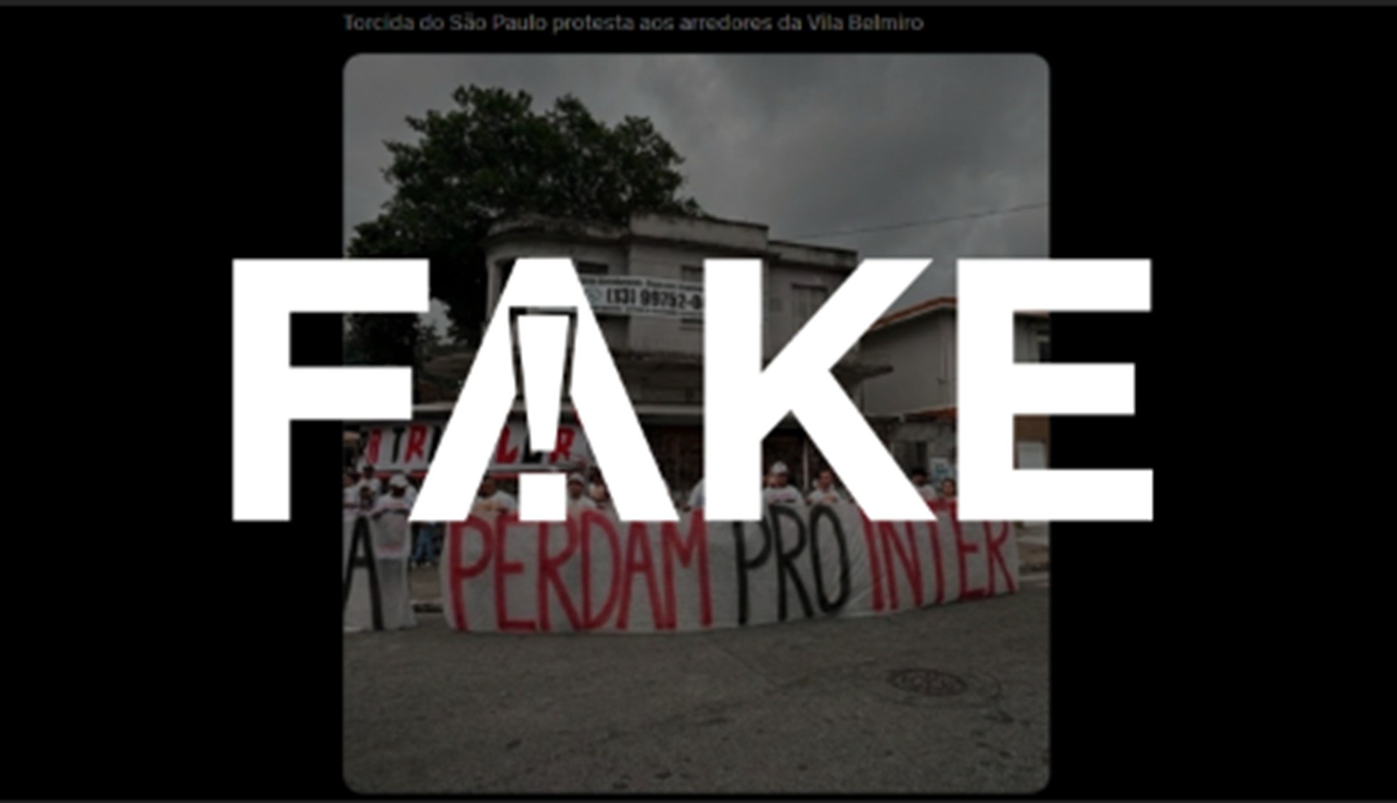 É #FAKE que foto mostre torcedores do São Paulo com faixa que diz 'perdam pro Inter'; trata-se de montagem
