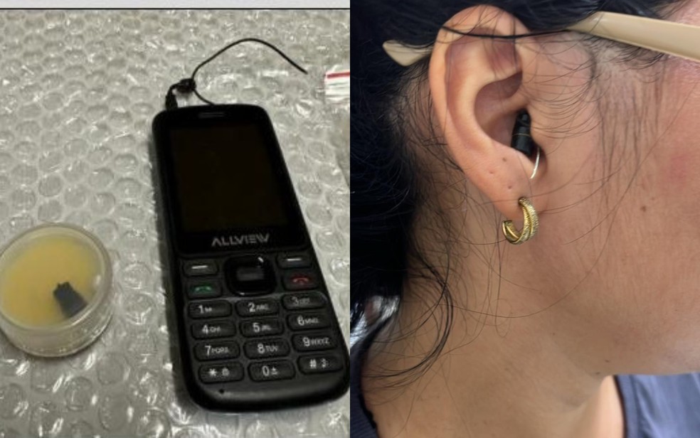 Ponto eletrônico usado por candidatos durante realização de concurso. — Foto: Polícia Federal/Divulgação