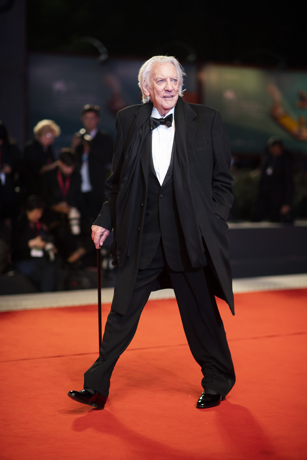 Donald Sutherland no tapete vermelho do Festival de Veneza, em setembro de 2019 — Foto: Arthur Mola/Invision/AP