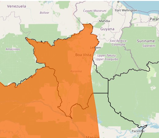 Alerta laranja para perigo de chuvas intensas é emitido em 14 municípios de Roraima
