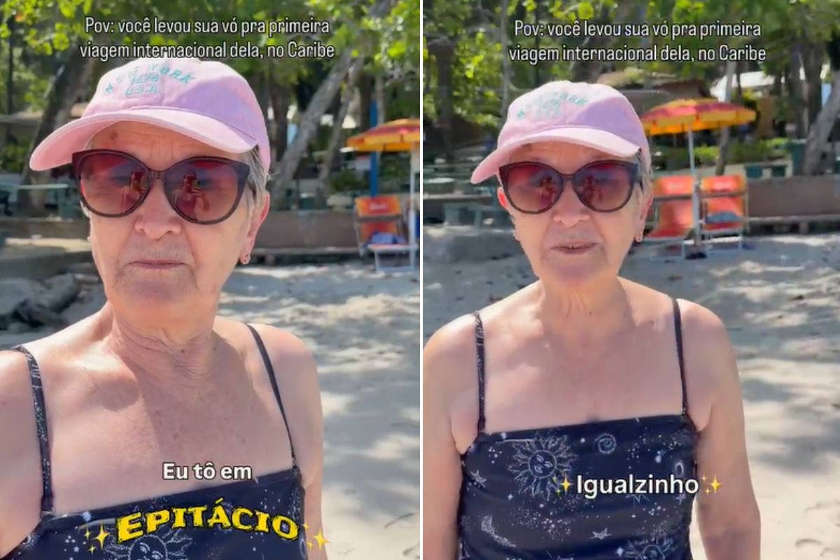 VÍDEO: avó viaja para a Costa Rica com a família e compara Caribe à cidade do interior de SP: 'Tô em Epitácio'