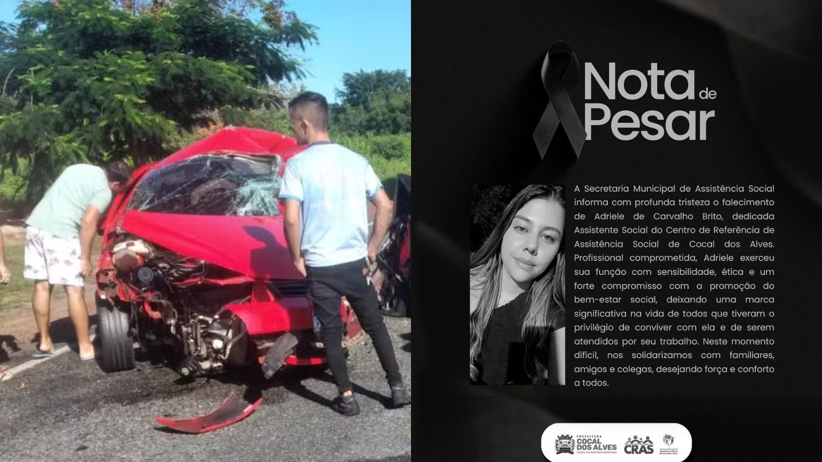 Colisão entre dois carros mata assistente social e mais três na divisa entre PI e CE