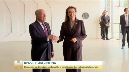 Chanceler argentina tem primeira reunião bilateral com o Brasil desde a posse de Milei - Programa: Jornal Hoje 
