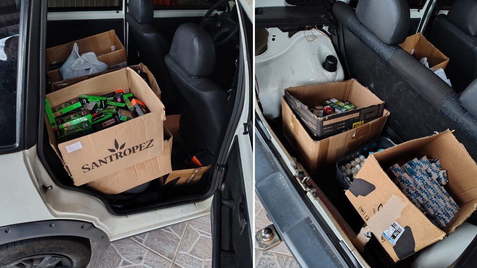 Cigarros eletrônicos e acessórios apreendidos durante operação da PF contra comércio ilegal deste tipo de dispositivo, realizada em Santa Fé do Sul (SP) e em Paranaíba (MS) nesta quinta-feira (12) — Foto: Polícia Federal/Divulgação