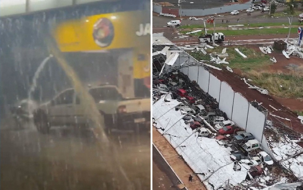Telhados destruídos, árvores caídas e queda de energia: Chuva forte e ventania causam estragos em Goiás