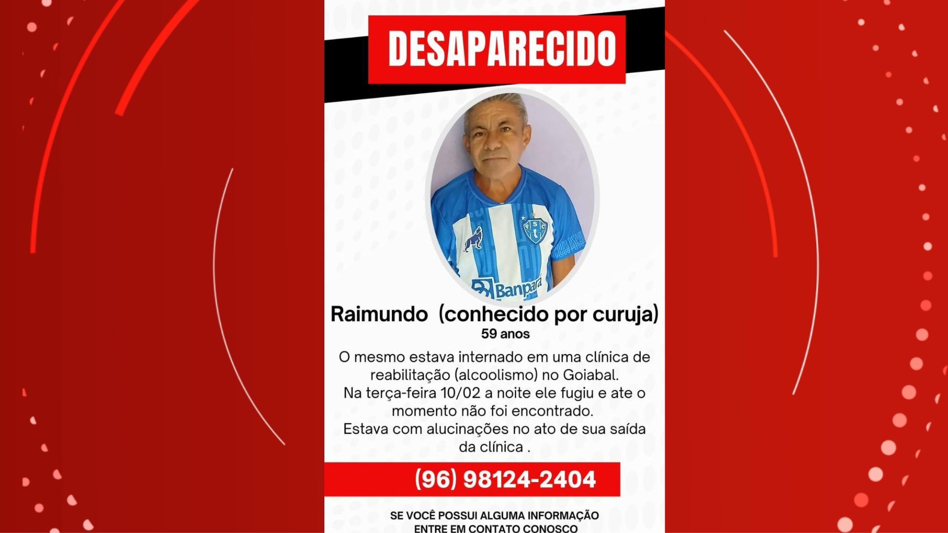 Paciente foge de clínica de reabilitação no Amapá durante surto; família pede ajuda 