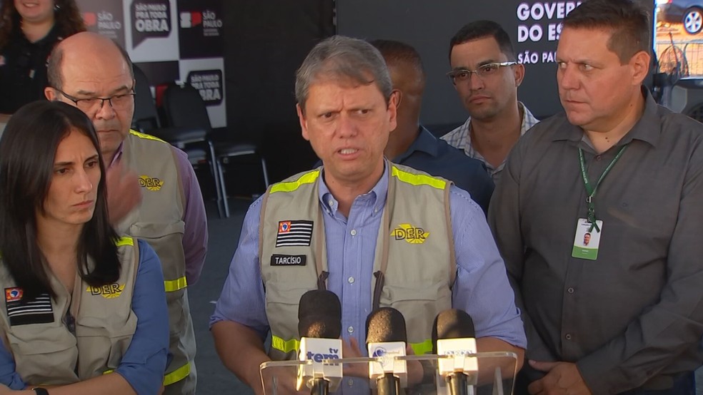 Tarcísio diz que considera rever as concessões dos pedágios — Foto: Reprodução/TV TEM