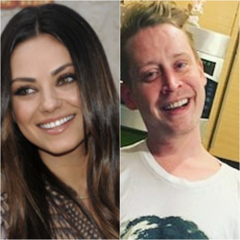 Montagem de fotos de Mila Kunis e Macaulay Culkin — Foto: Ap e Reprodução Instagram