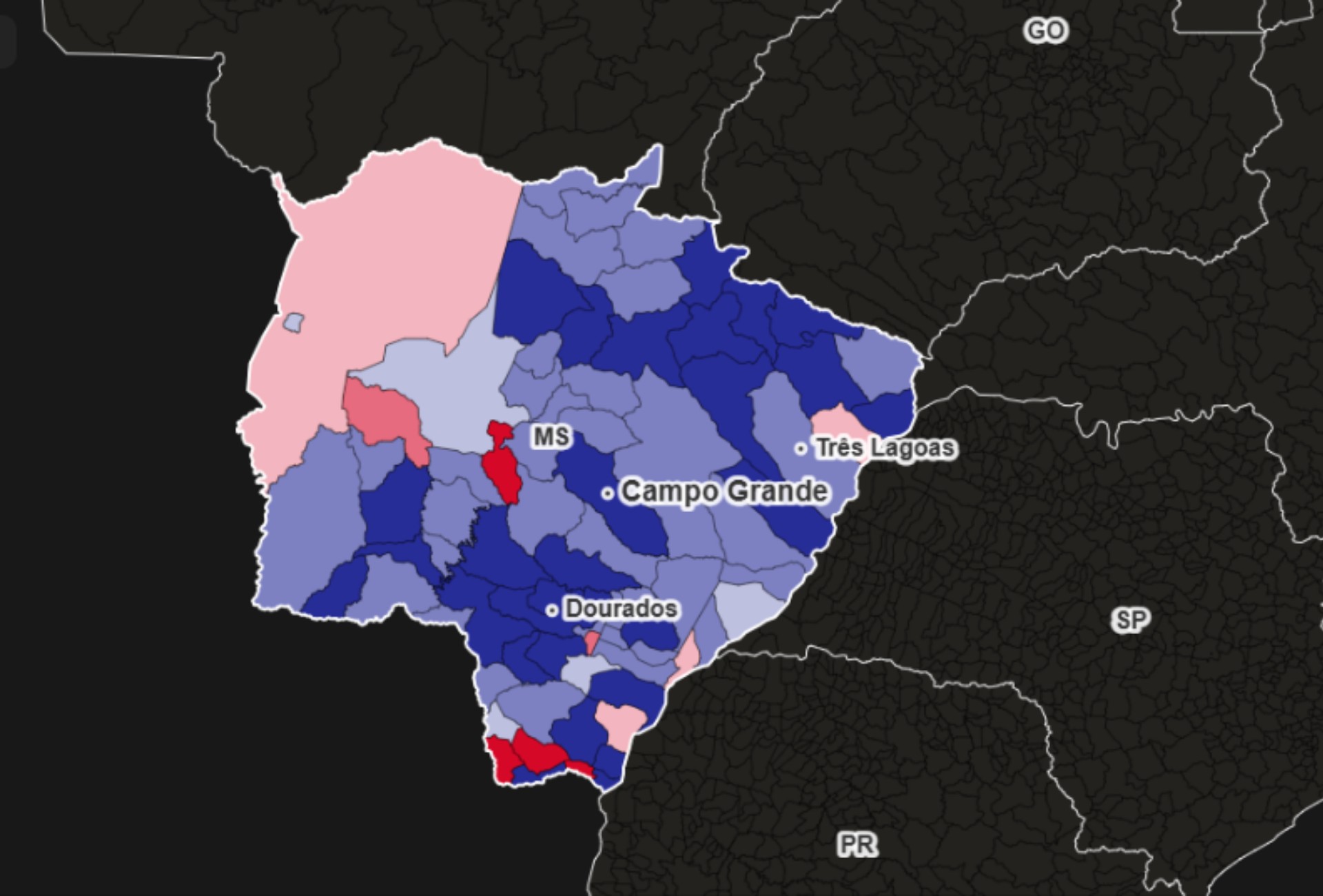 Mapa mostra como Lula e Flávio mudaram votação nas cidades de MS entre os dois turnos