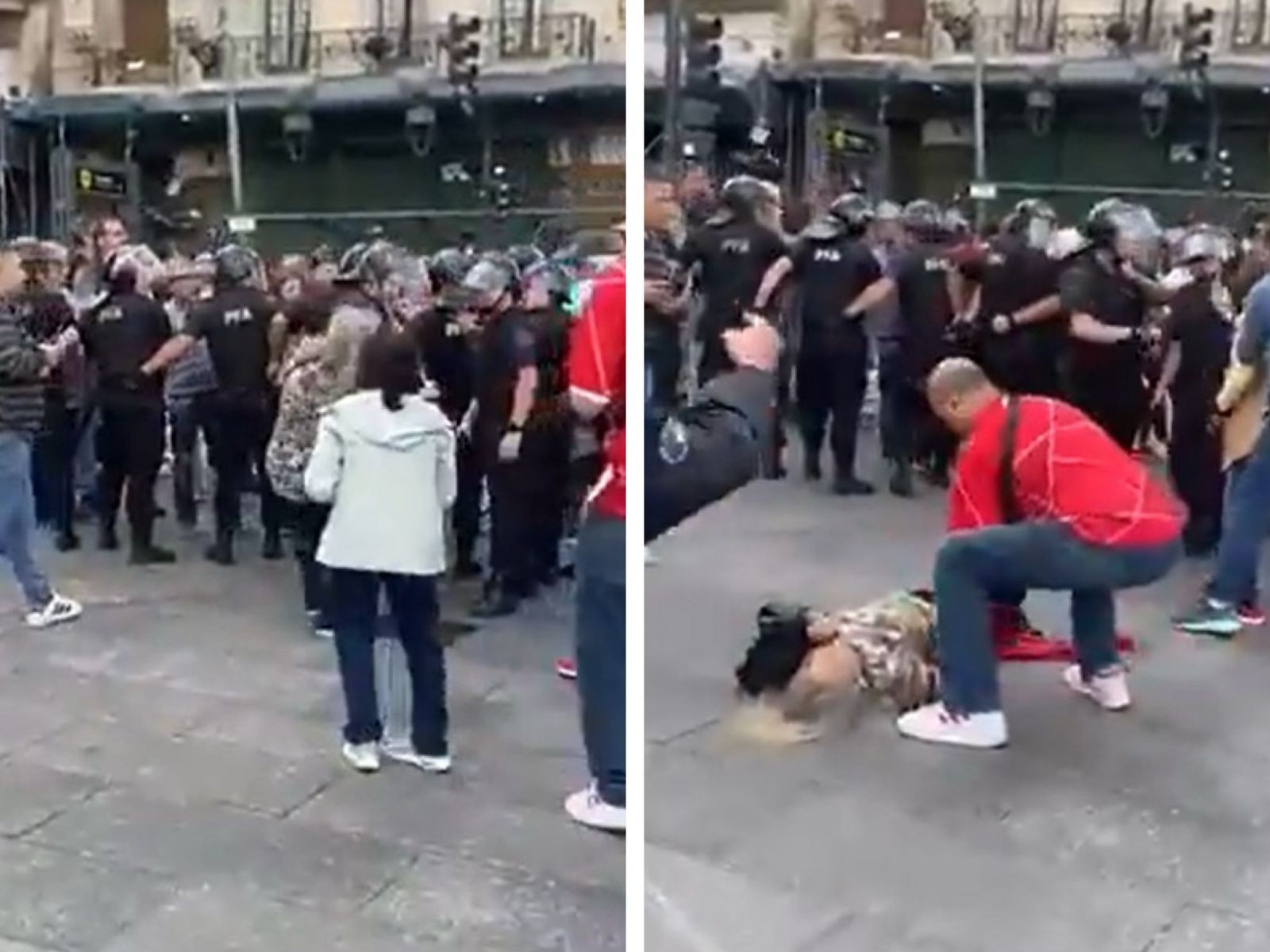 VÍDEO: Aposentada é empurrada por policial, cai e bate a cabeça durante protesto na Argentina