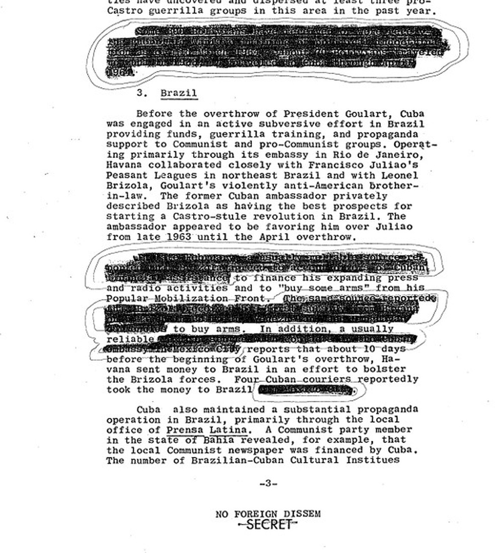 Brasil é citado em documento sobre Cuba — Foto: Reprodução