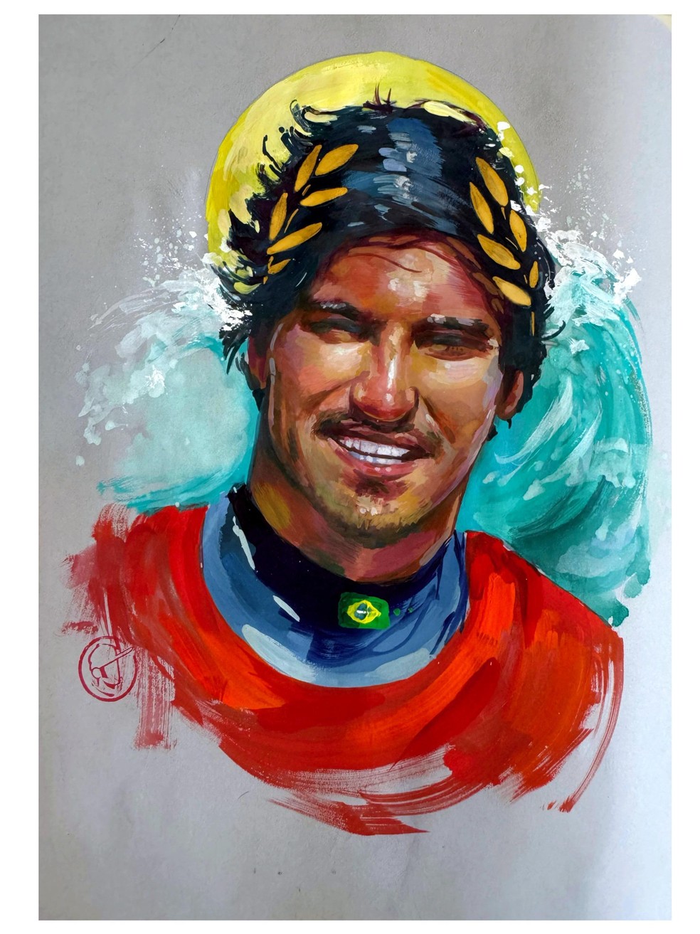Medalhista de bronze, Gabriel Medina também foi homenageado — Foto: Fernando Travis