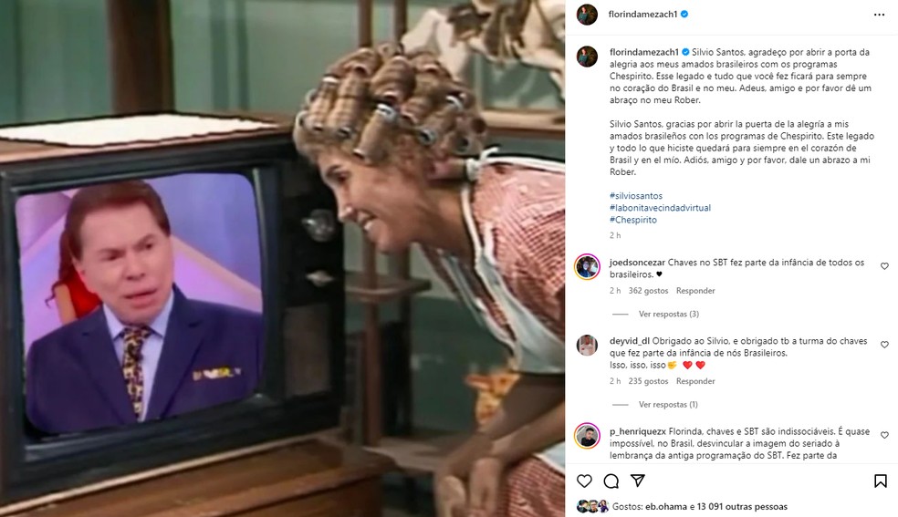 Dona Florinda faz homenagem a Silvio Santos — Foto: Reprodução