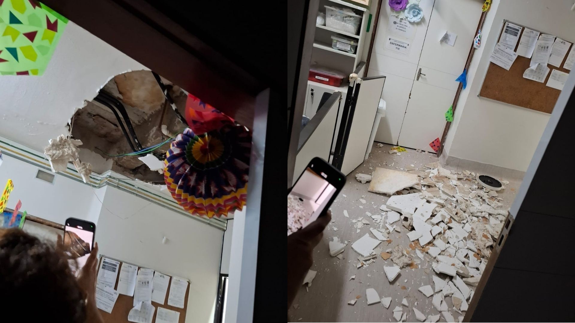 Forro do teto do setor de pediatria do Hospital Getúlio Vargas desaba no Recife; VÍDEO