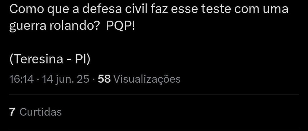 Alerta da Defesa Civil no Piauí — Foto: Reprodução