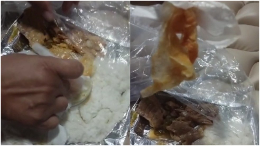Luva foi encontrada dentro da marmita do jantar — Foto: Reprodução