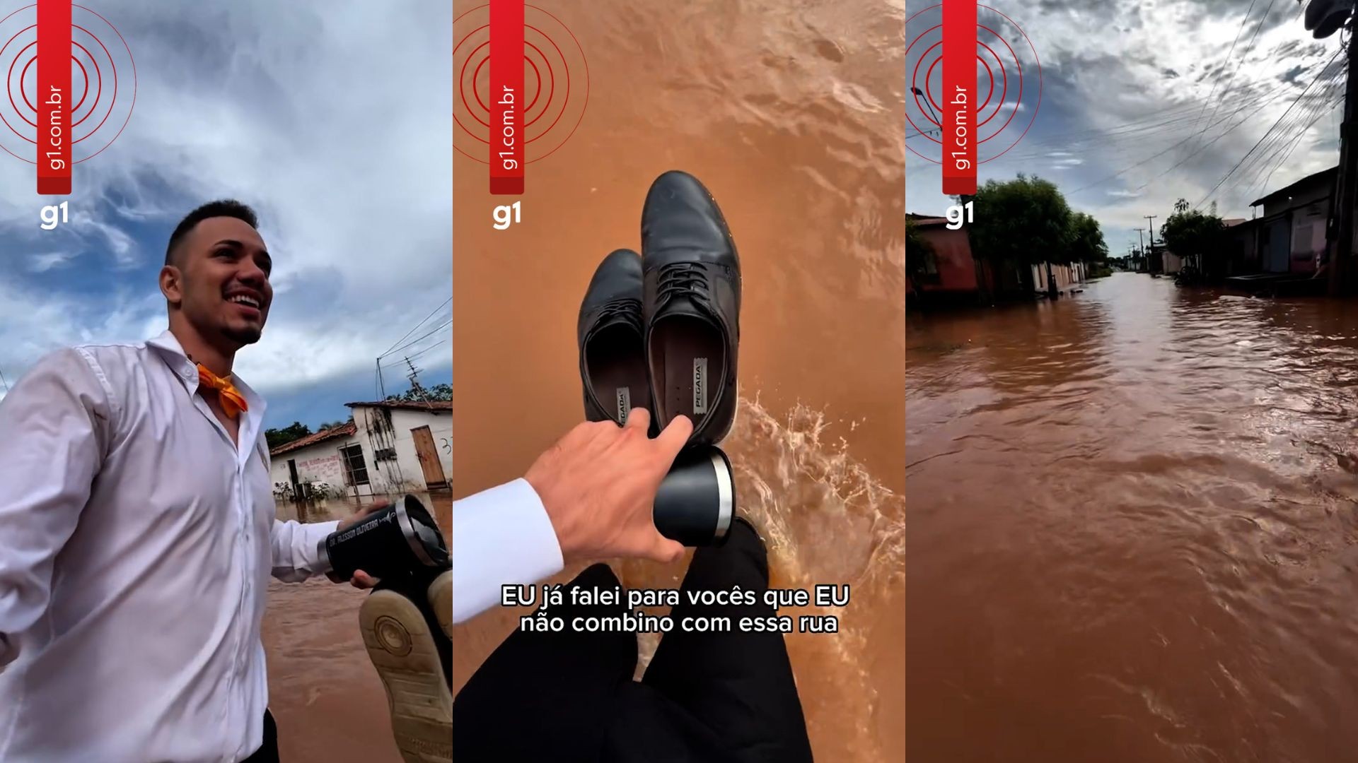 Formando viraliza ao voltar para casa por rua alagada após festa no MA: ‘não combino com essa rua’