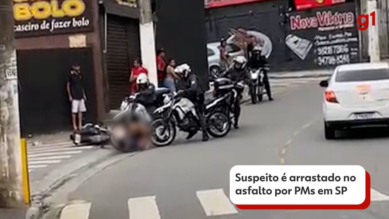 Suspeito é arrastado no asfalto por PMs após bater em poste durante perseguição na Zona Leste de SP; veja vídeo