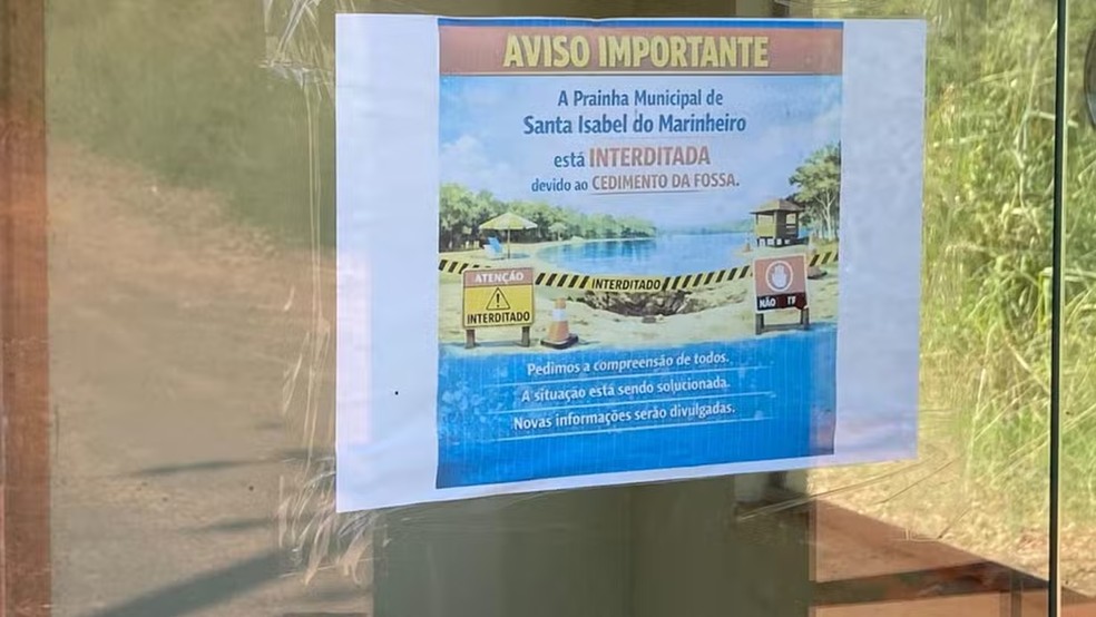 Prainha de Pedran&oacute;polis (SP) &eacute; interditada ap&oacute;s den&uacute;ncia de poss&iacute;vel contamina&ccedil;&atilde;o por esgoto &mdash; Foto: Eduardo Monteiro/TV TEM