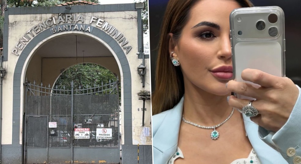 Deolane Bezerra está presa na Penitenciária Feminina de Santana — Foto: Abraão Cruz/TV Globo; e Reprodução