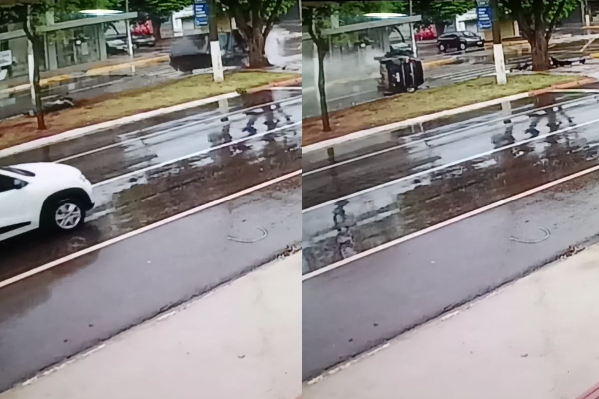 Motociclista morre após ser atingida por carro em cruzamento de Dourados; veículo capotou