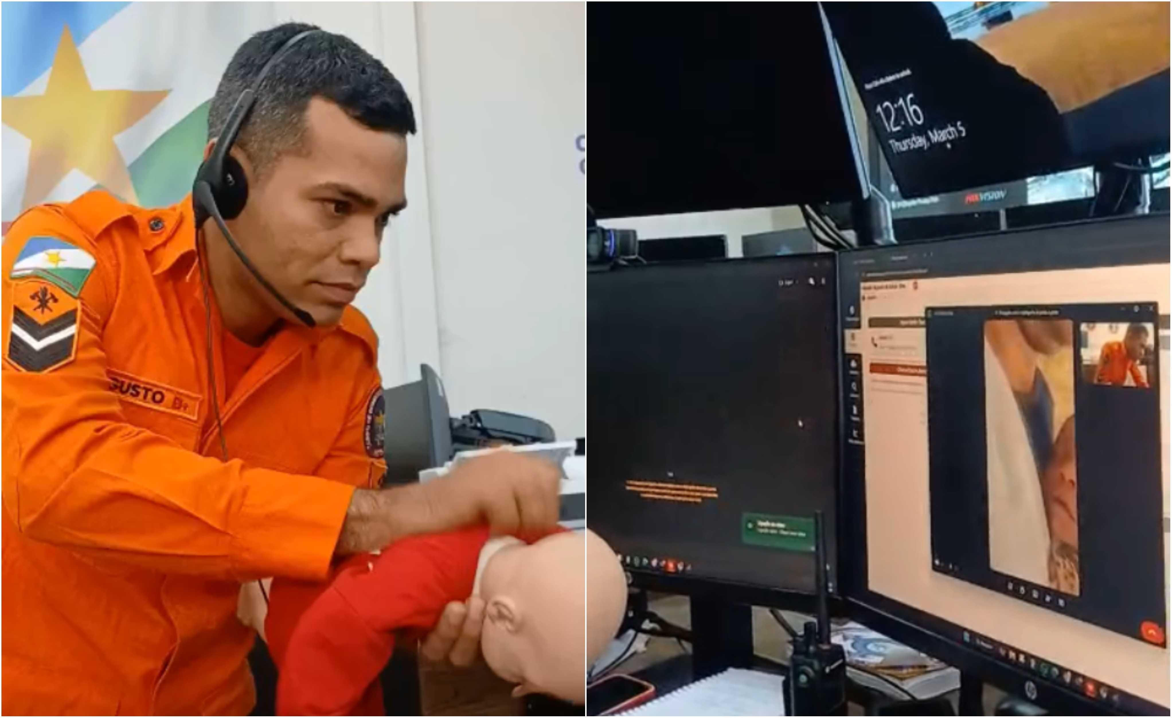 Bebê de 3 dias de vida engasgado com leite é salvo por bombeiro via videochamada em Roraima