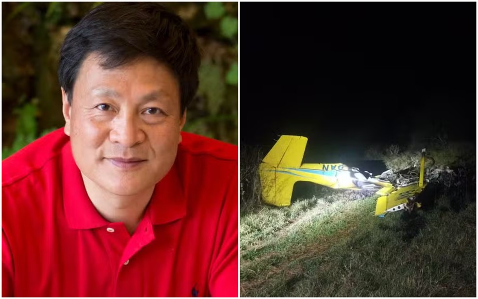 Kongjian Yu morreu em queda de avião no Pantanal — Foto: Arquivo pessoal;  Polícia Civil-MS