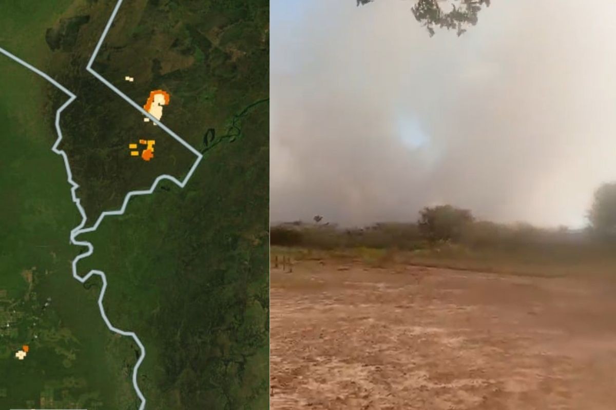 Empurrado por vento, incêndio que começou no Pantanal de MS cruza fronteira e invade a Bolívia