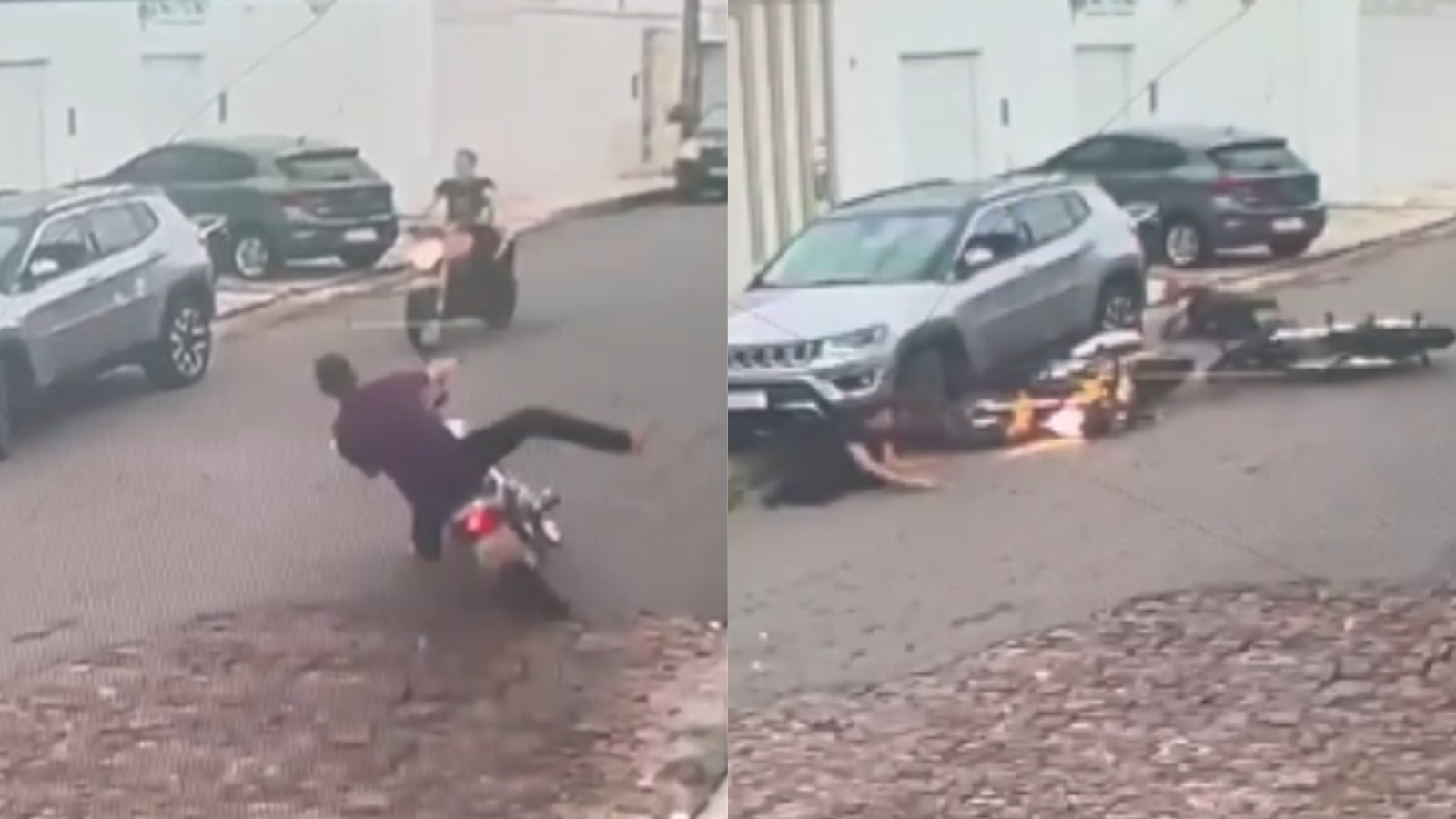 Vídeo: apresentadora de rádio é atingida por homem 'dando grau' de moto em Piripiri