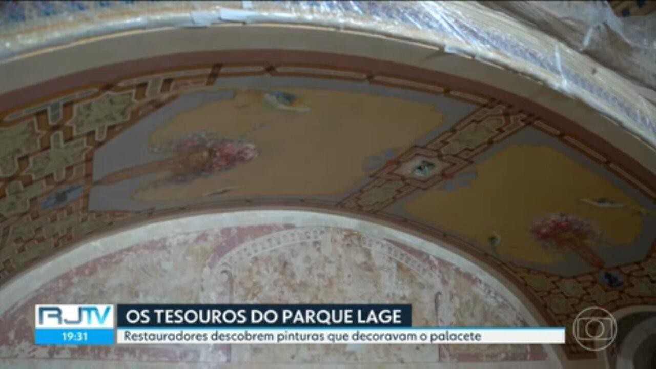 Reforma do Parque Lage revela pinturas históricas escondidas há décadas no palacete