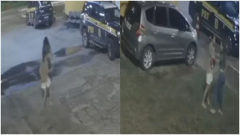 Agressora tentou pegar a vítima à força, mas foi presa em flagrante pela Polícia Rodoviária Federal. — Foto: PRF/ Divulgação