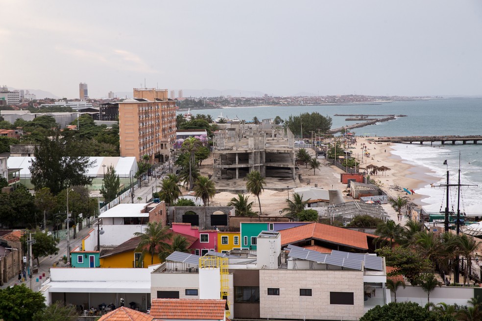 Vista aérea da região onde está o Acquario, no bairro Praia de Iracema — Foto: Thiago Gadelha/SVM