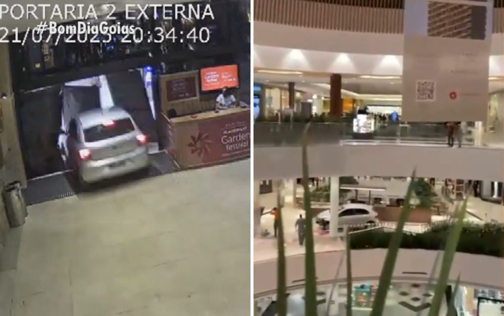 Vídeo mostra quando carro invade shopping em Goiânia 