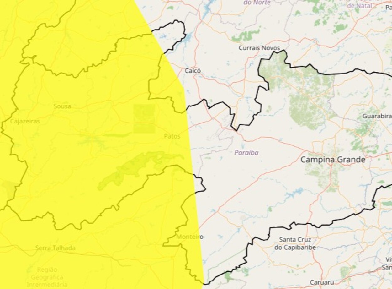Inmet emite alerta de chuvas intensas para quase 90 cidades da Paraíba; veja municípios sob risco