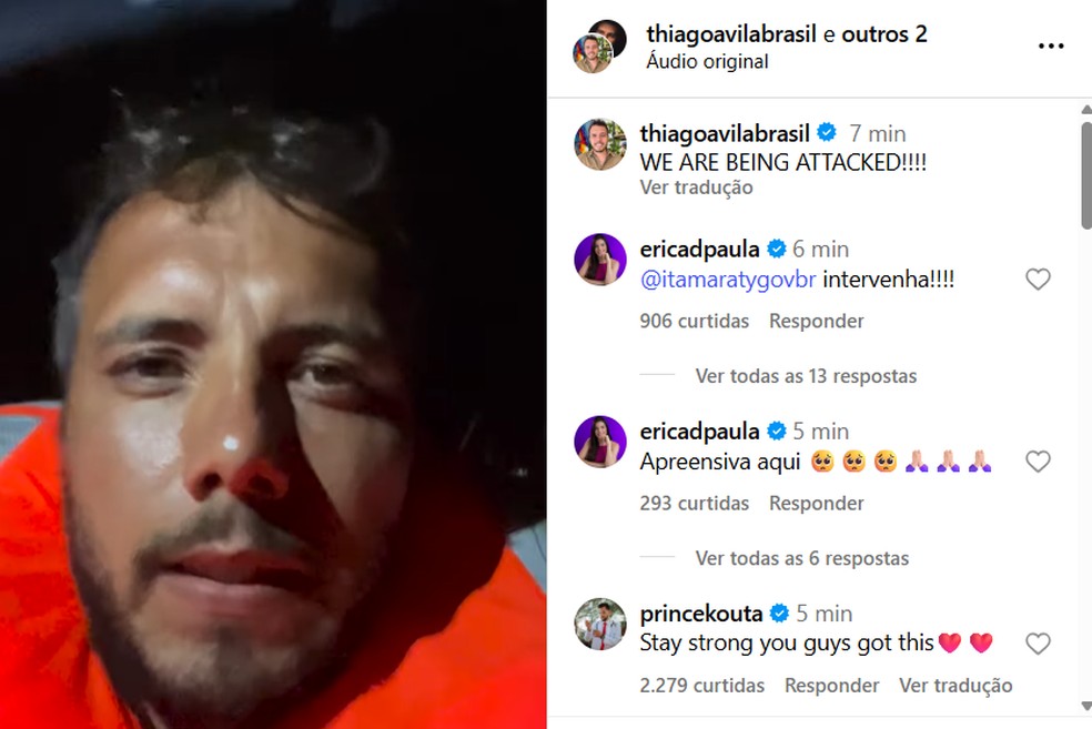 Brasileiro relatou ataque a embarcação rumo a Gaza e, minutos depois, apagou o post. — Foto: Reprodução