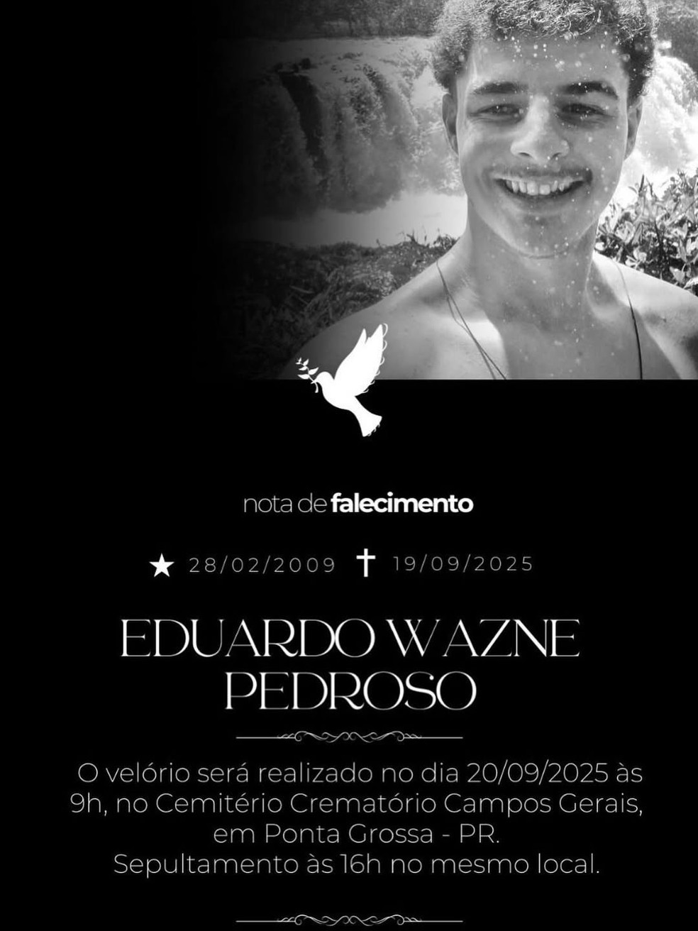 Publicação feita no perfil do jovem — Foto: Reprodução/Redes Sociais