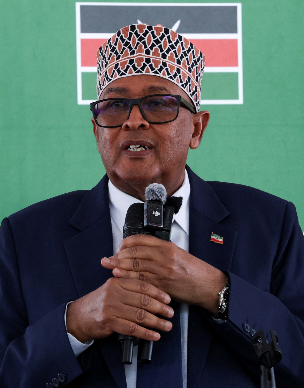 O presidente da região independentista de Somalilândia, Abdirahman Mohamed Abdullahi, durante visita a Nairobi, no Quênia, em maio de 2025. — Foto: Monicah Mwangi/ Reuters