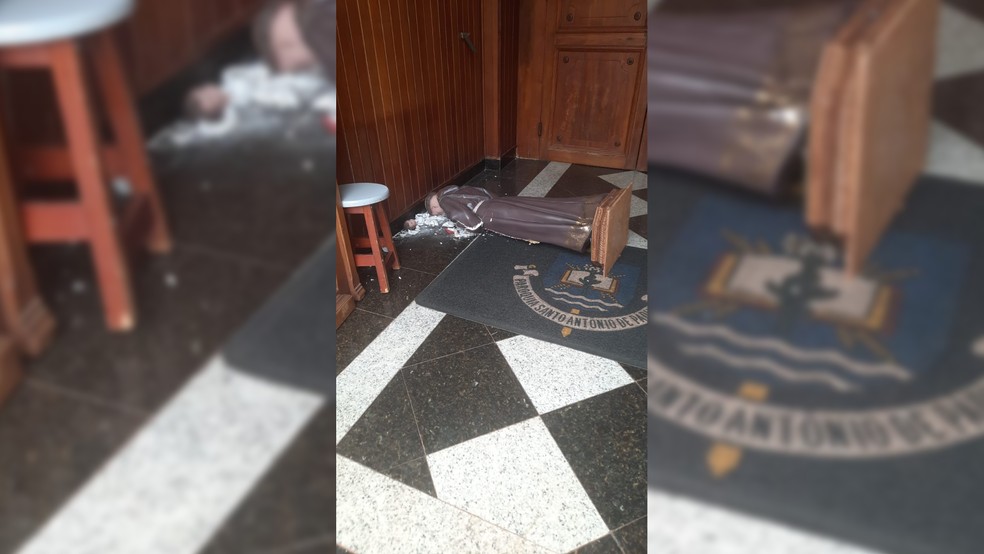 1 de 1
Homem de 34 anos foi preso por quebrar a imagem de Santo Ant&ocirc;nio na Igreja Matriz de Itapu&iacute; (SP). &mdash; Foto: Pol&iacute;cia Civil