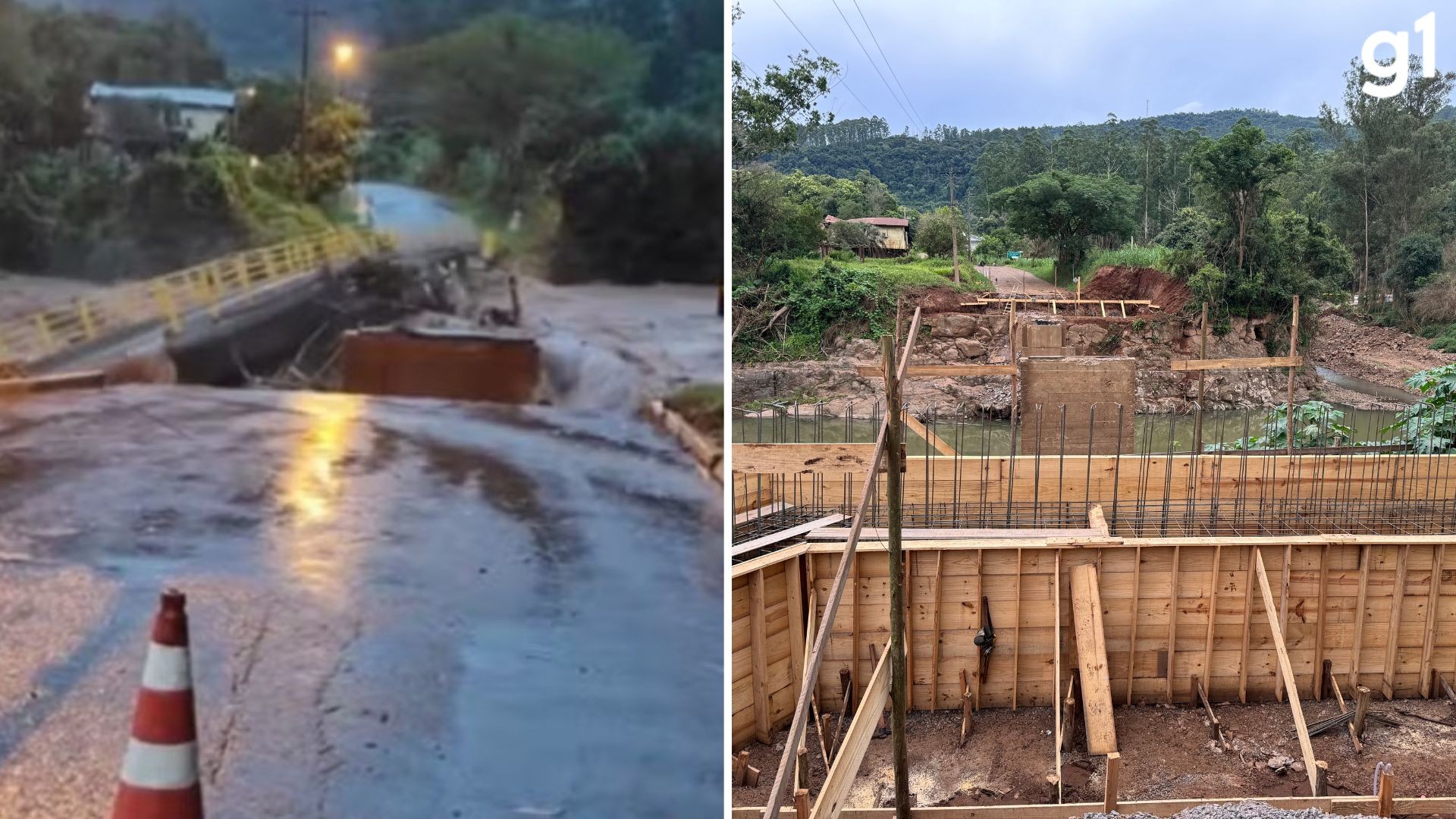 Reconstrução de ponte arrastada enquanto prefeita gravava vídeo deverá ser concluída um ano após desmoronamento no RS