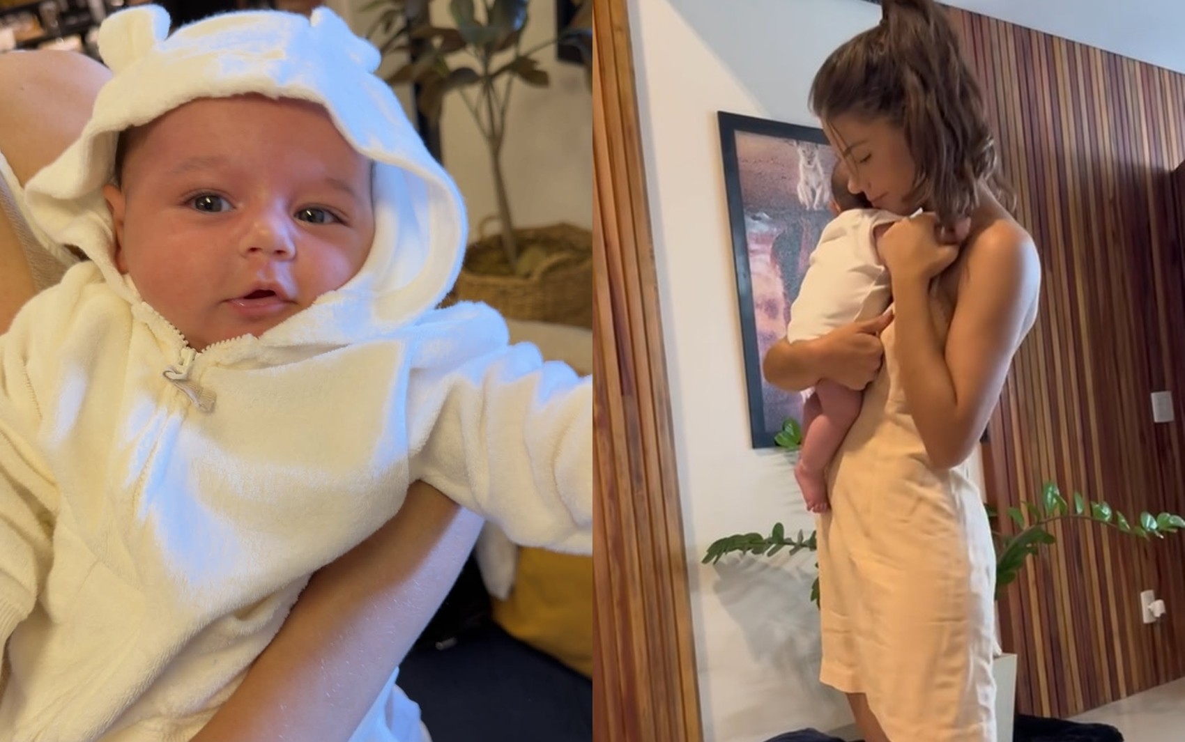 Mulher de Guilherme, da dupla com Hugo, mostra o rosto do filho pela primeira vez