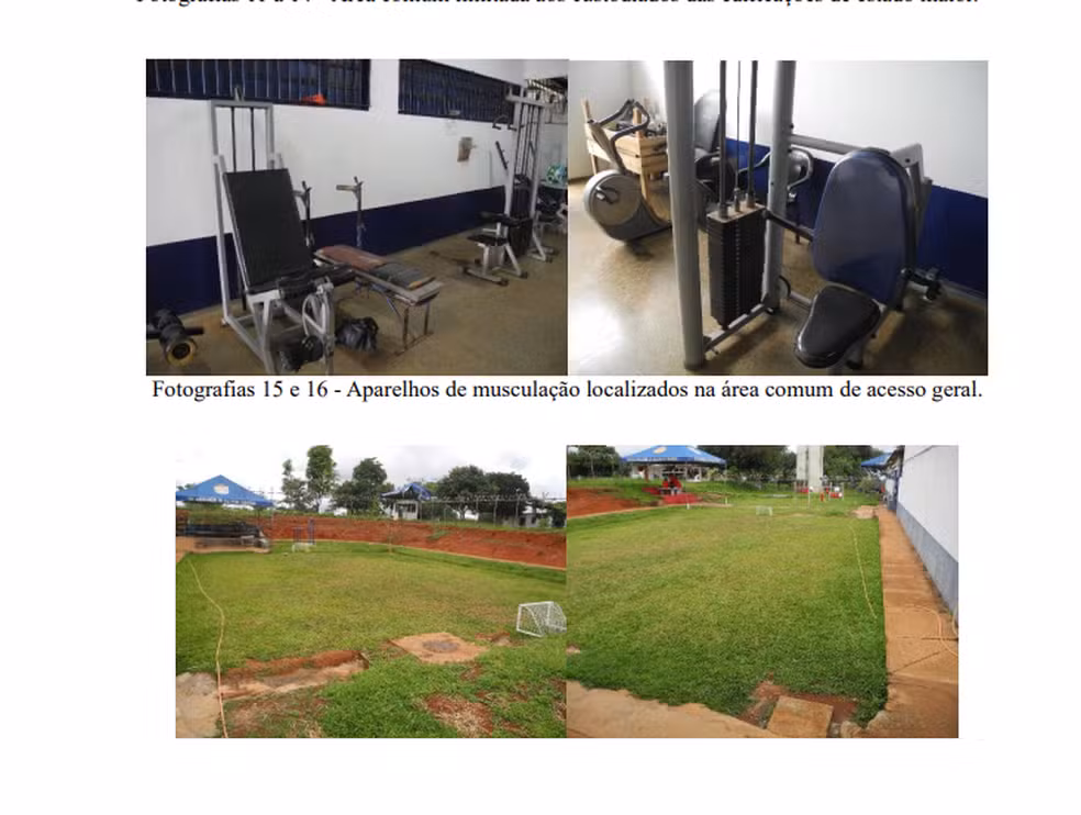 Bolsonaro e outros presos da Papudinha têm acesso a aparelhos de musculação e campinho de futebol — Foto: Reprodução