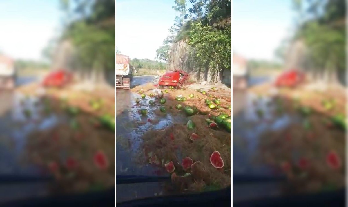 Acidente com caminhão carregado com melancia mata criança na Serra de São Vicente (MT) Mato