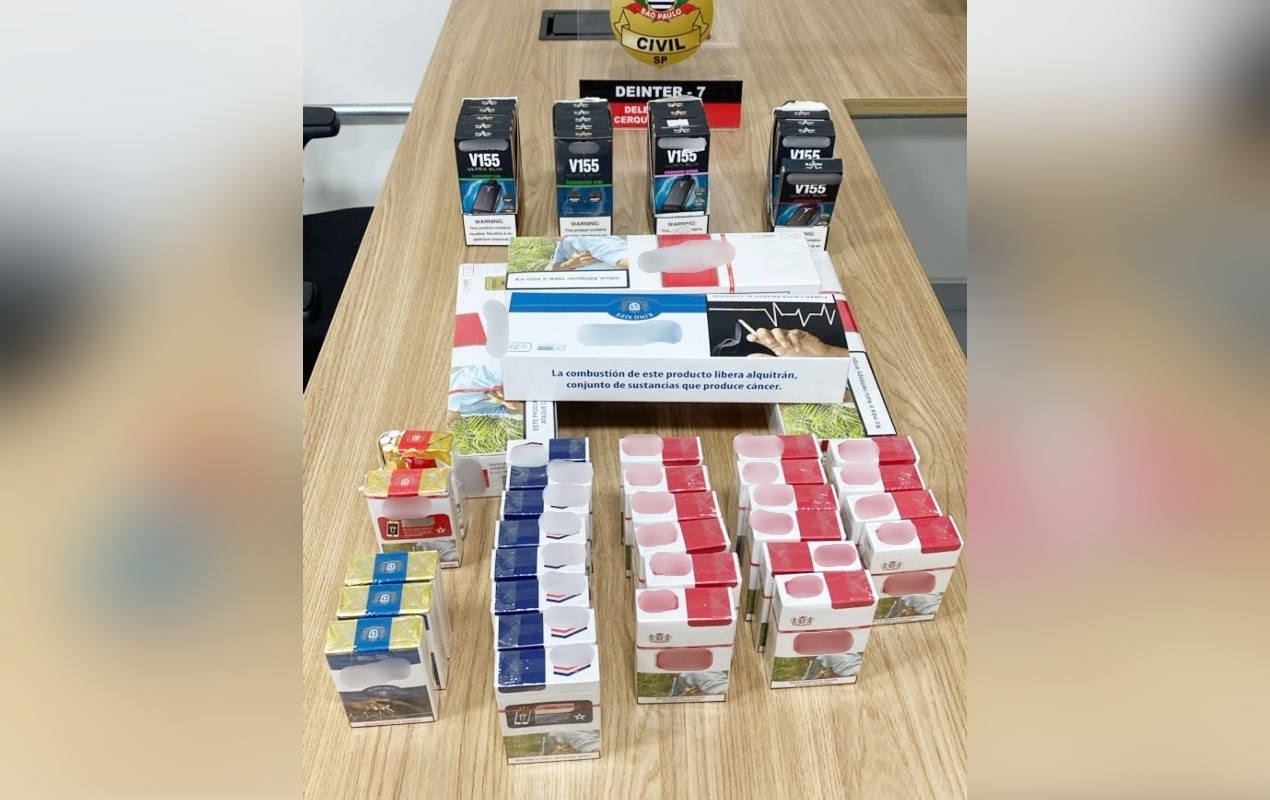 Polícia Civil apreende cigarros eletrônicos sem comprovação de origem e fiscaliza estabelecimentos irregulares no interior de SP