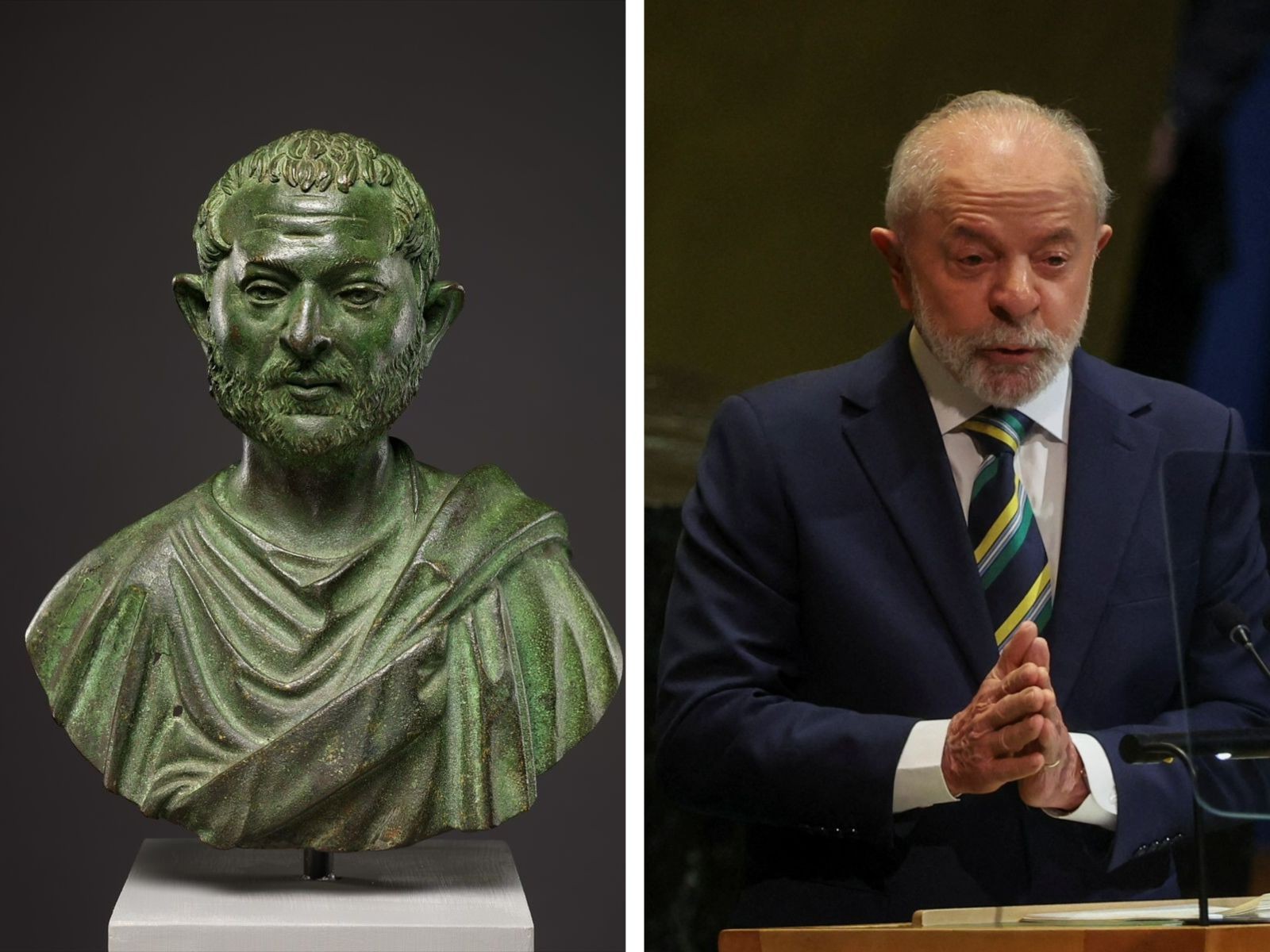 'Lulvs romanus'? Brasileiros invadem perfil que mostra escultura de 'gêmeo' do século III de Lula