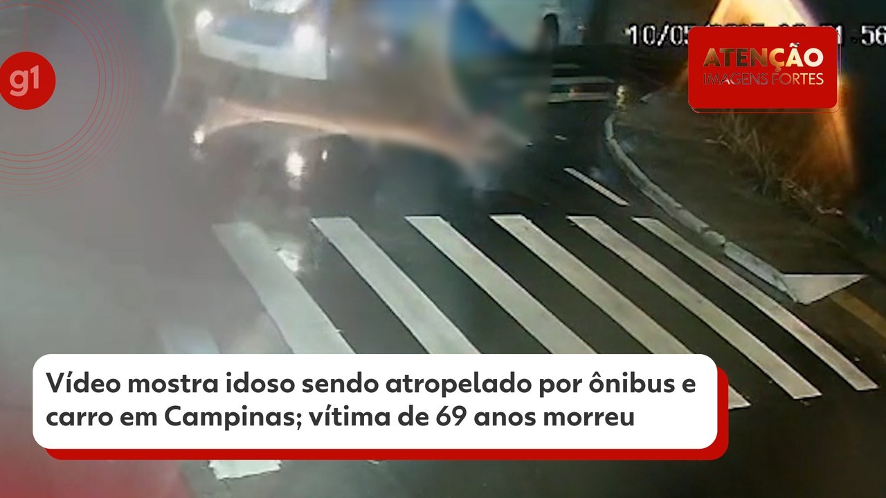 Vídeo mostra idoso que morreu atropelado sendo atingido por ônibus e carro em Campinas