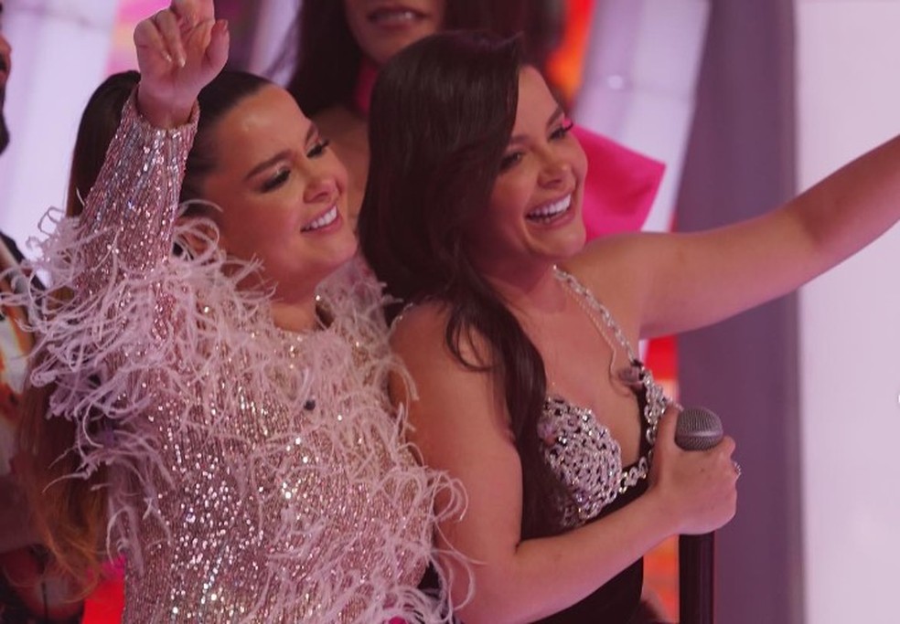 Maiara e Maraisa durante participação no Caldeirão com Mion — Foto: Reprodução/Instagram