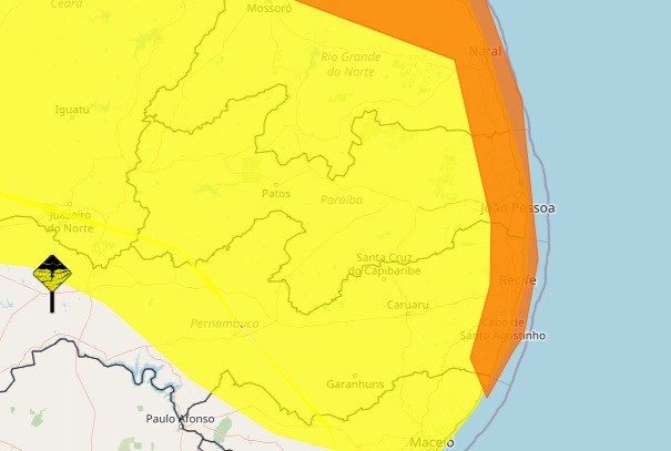 Inmet emite alertas de chuvas intensas para todas as cidades da PB