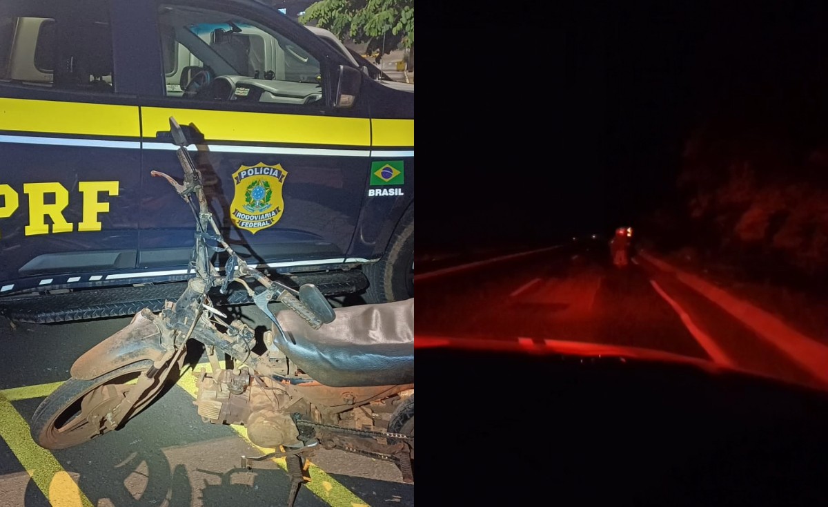 Irmãos são flagrados em moto sem farol após PRF quase colidir contra veículo 'camuflado' na BR-282, em SC