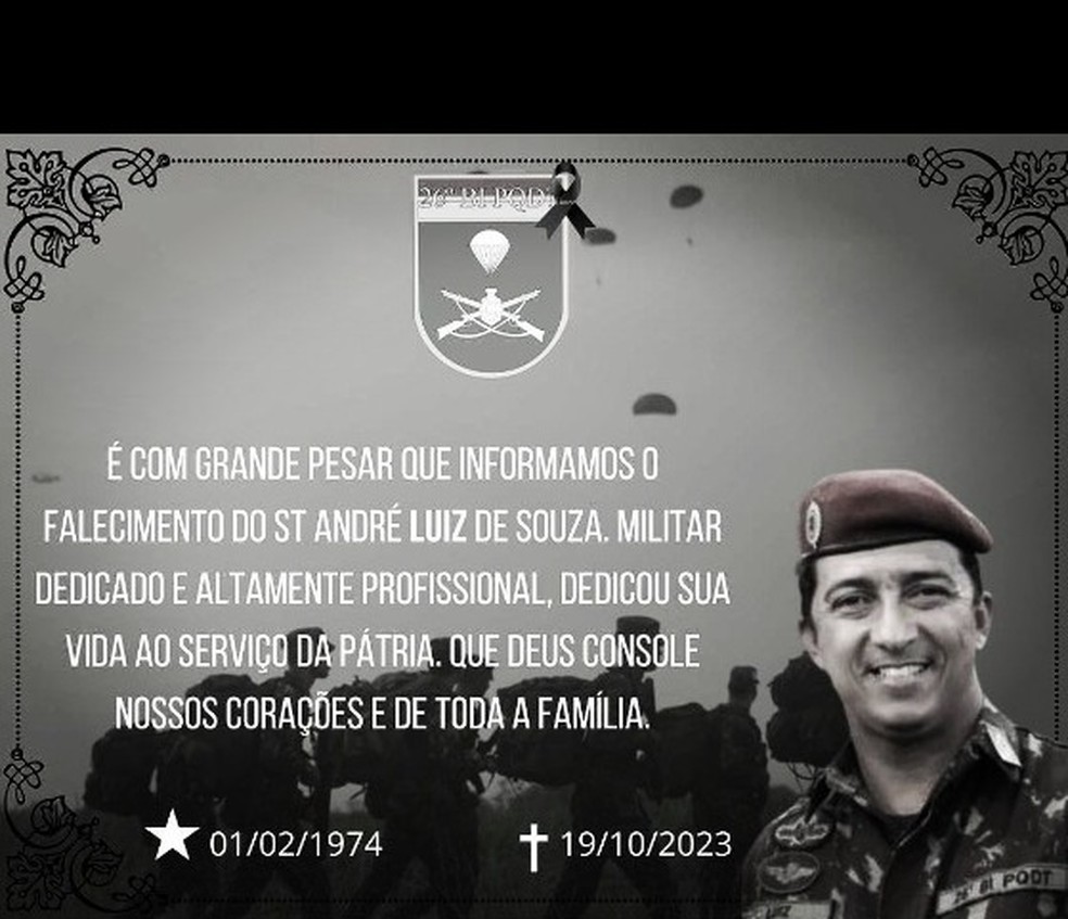Batalhão postou homenagem ao subtenente. — Foto: Redes sociais/Reprodução