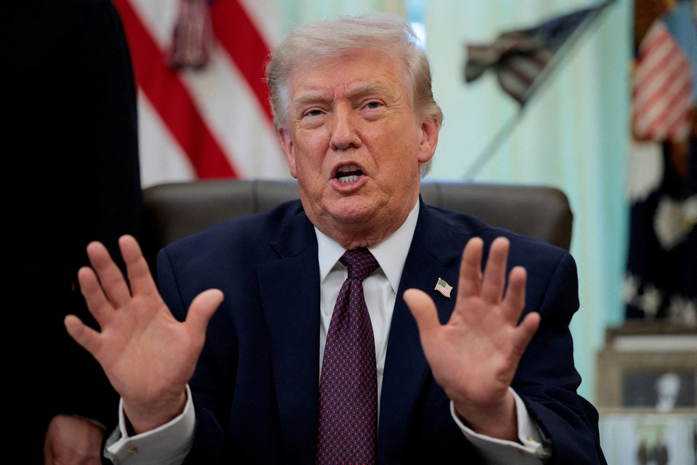 Trump no Salão Oval da Casa Branca em 31 de março de 2026. — Foto: Reuters/Evan Vucci/File Photo